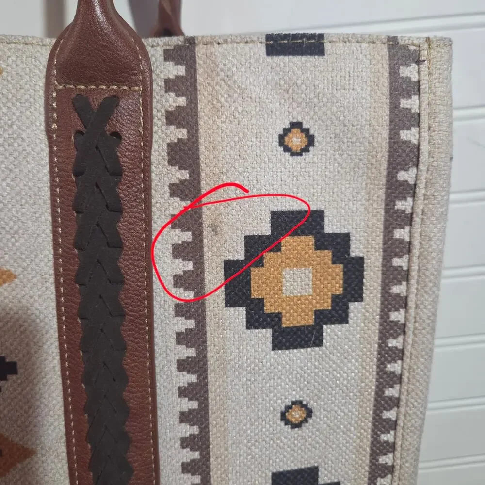 Wrangler Southwestern Aztec Canvas Tote Bag – Boho Shoulder Purse Handbag